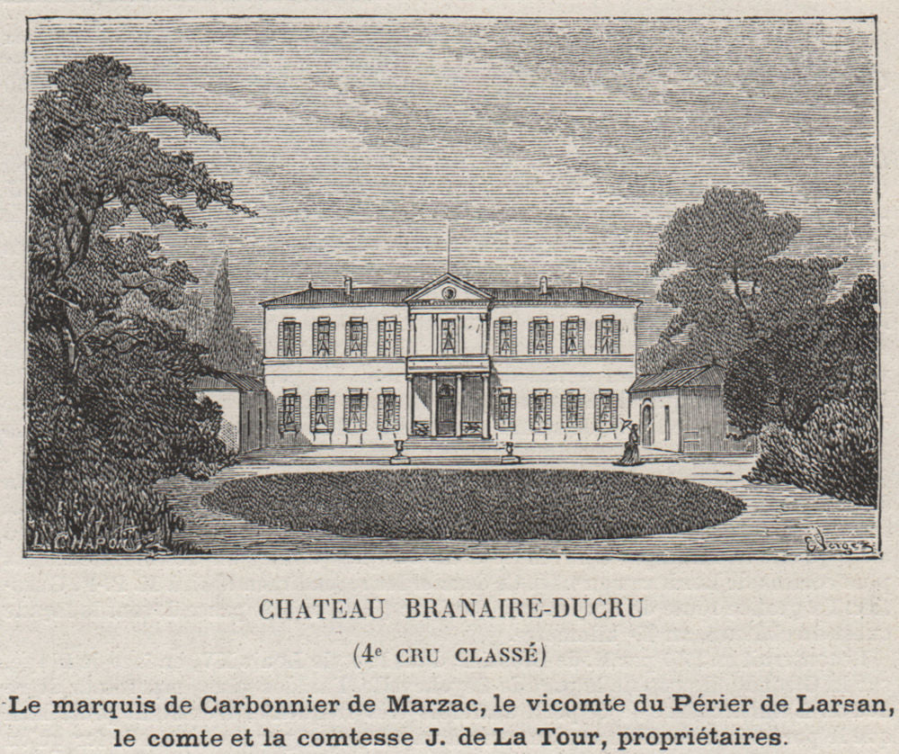MÉDOC. SAINT-JULIEN. Chateau Branaire-Ducru (4e Cru Classé). SMALL 1908 print